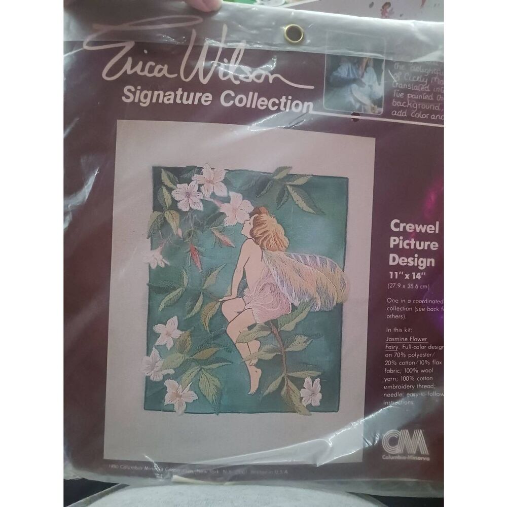 Erica Wilson signature collection Jasmin fairy crewel picture design 11 x 14 cra